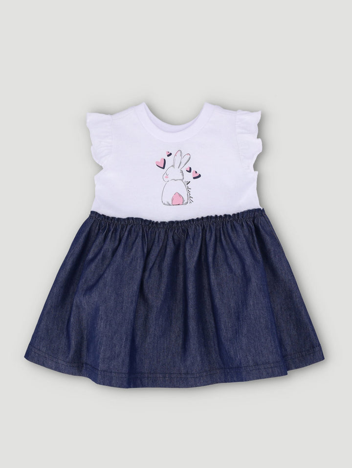 Baby Girls Love Bunny Combo Dress - Denim