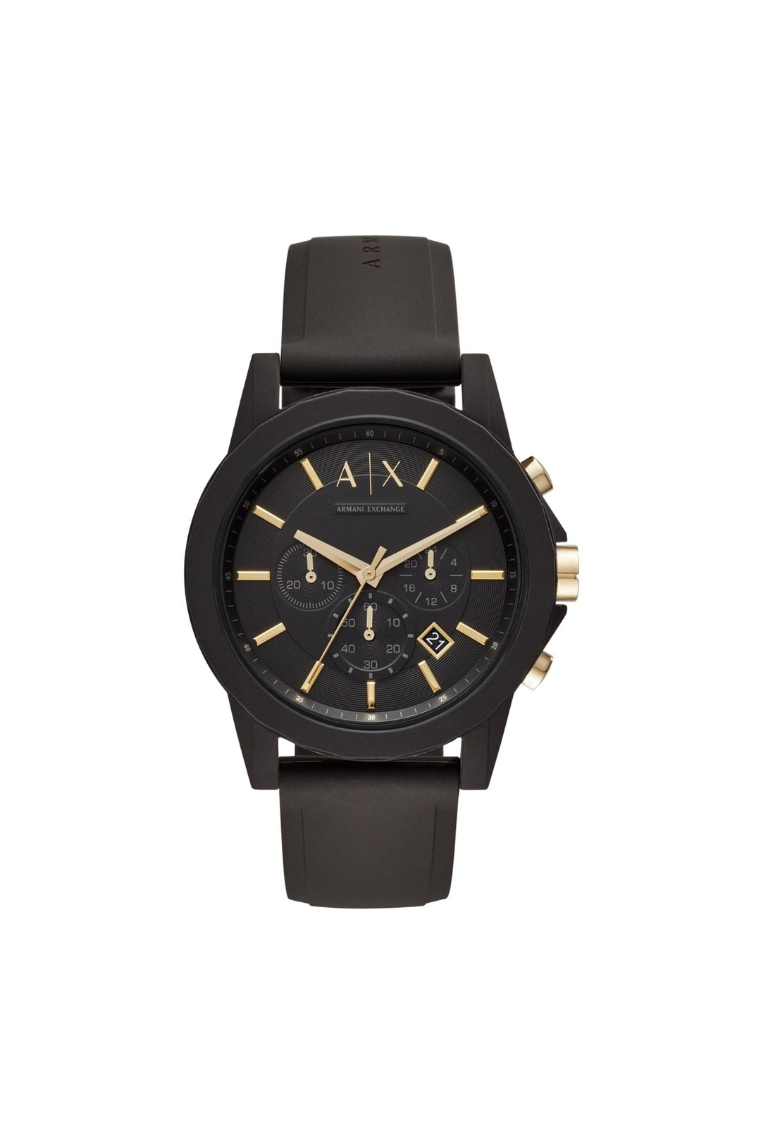 Mens Chronograph Black Silicone Watch And Luggage Tag Gift Set