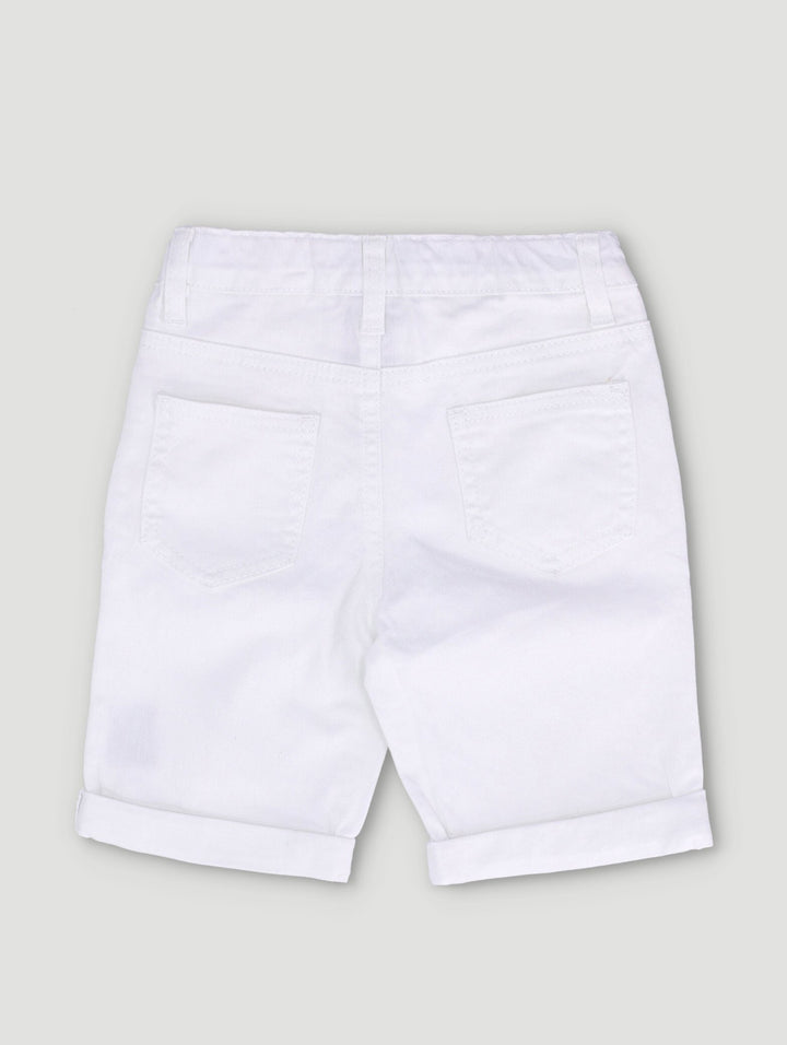 Pre-Boys Fashion Denim Shorts - White