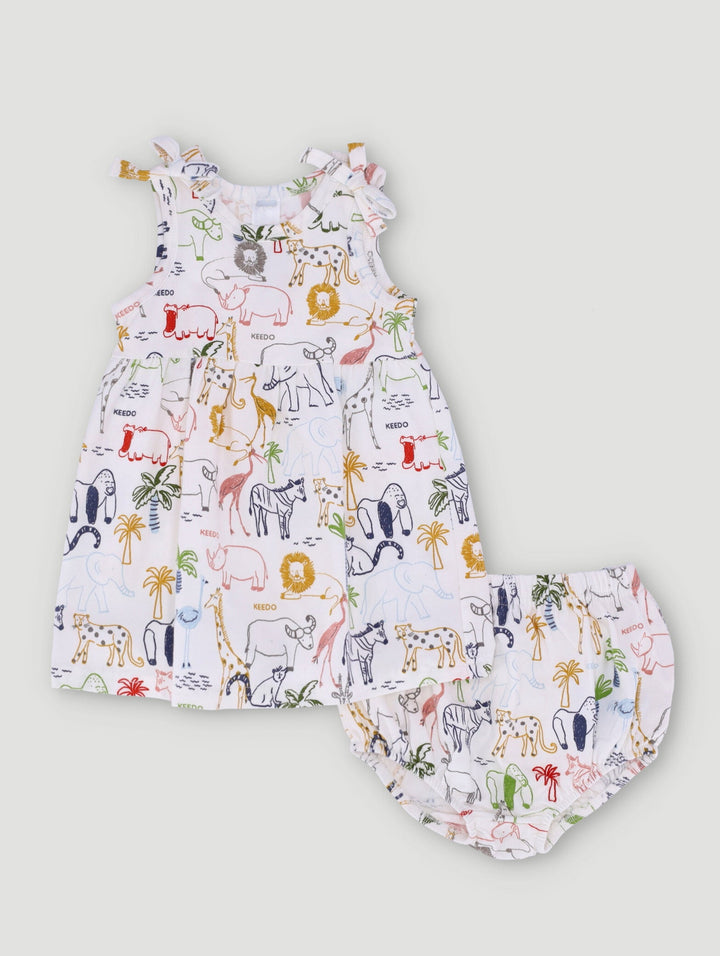 Keedo Baby Girls African Doodle Dress Set - Cream