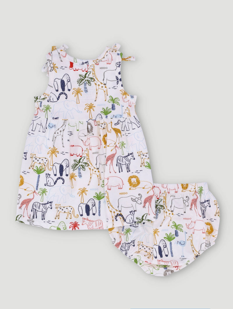 Keedo Baby Girls African Doodle Dress Set - Cream