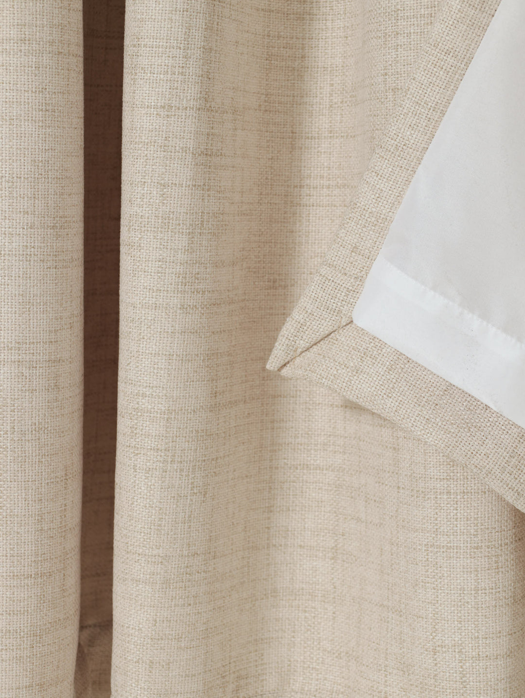 Lined Marbella Texture Taped Curtain - Natural