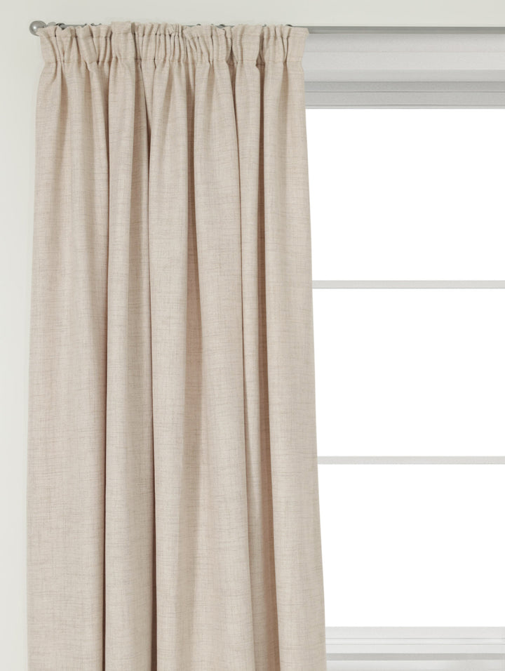 Lined Marbella Texture Taped Curtain - Natural
