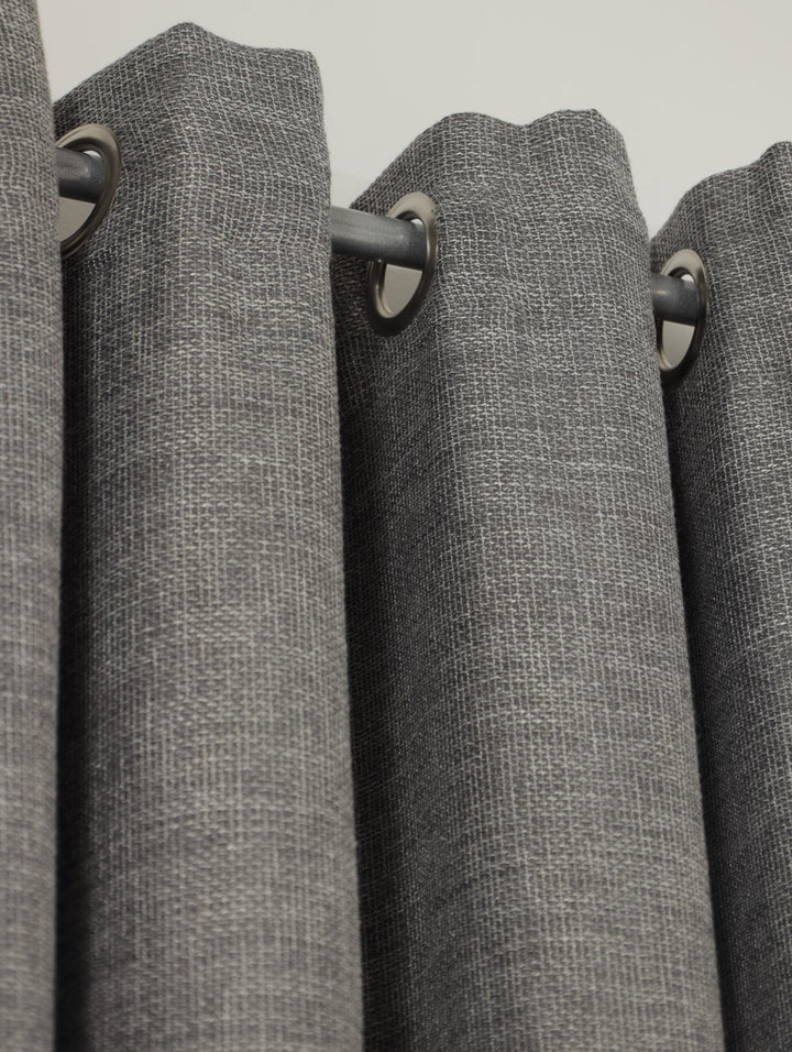 Lined Seville Texture Eyelet Curtain - Charcoal