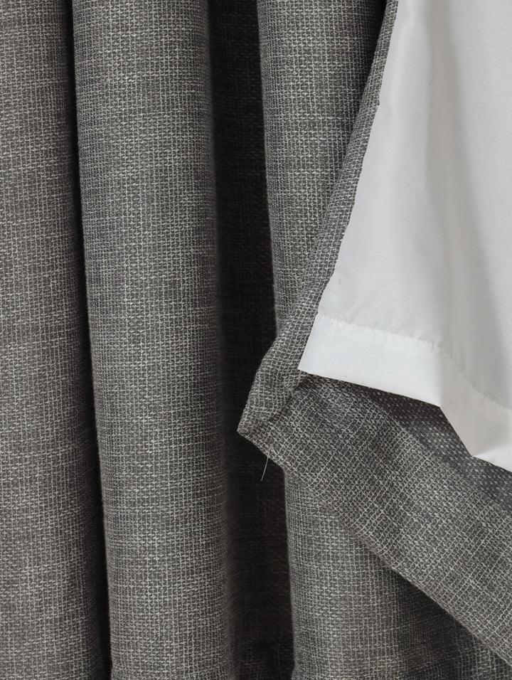 Lined Seville Texture Eyelet Curtain - Charcoal