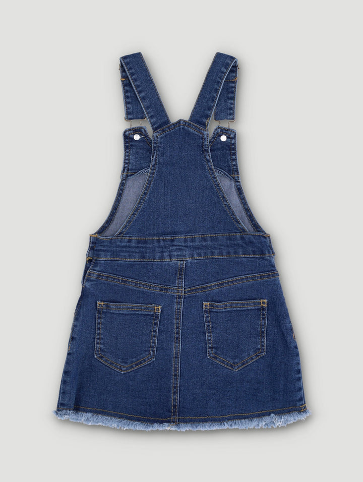 Pre-Girls Sequin Denim Dungaree - Dark Blue