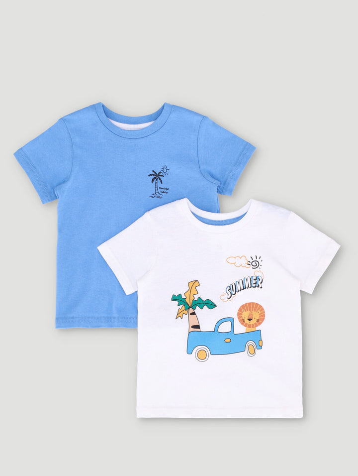 Baby Boys 2 Pack Everyday Palm Print Tee - White