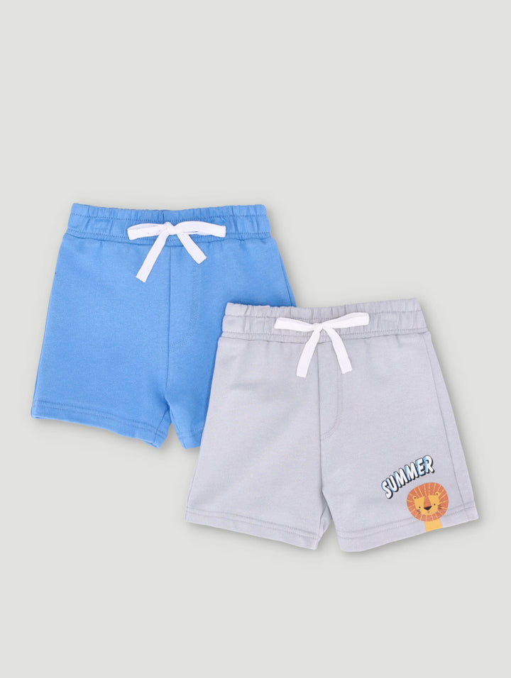 Baby Boys 2 Pack Everyday Palm Tree Print Shorts  - Blue