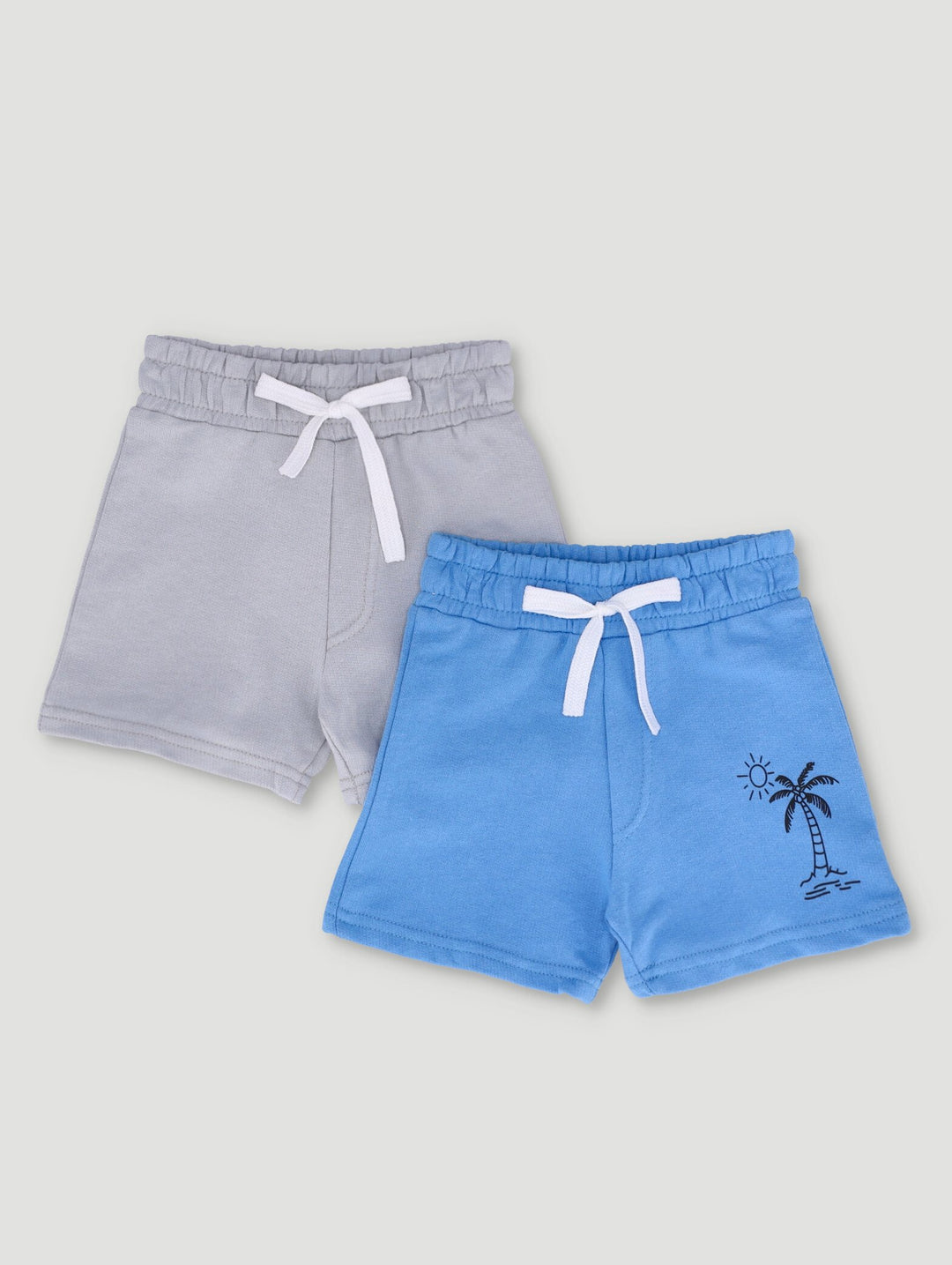 Baby Boys 2 Pack Everyday Palm Tree Print Shorts  - Blue