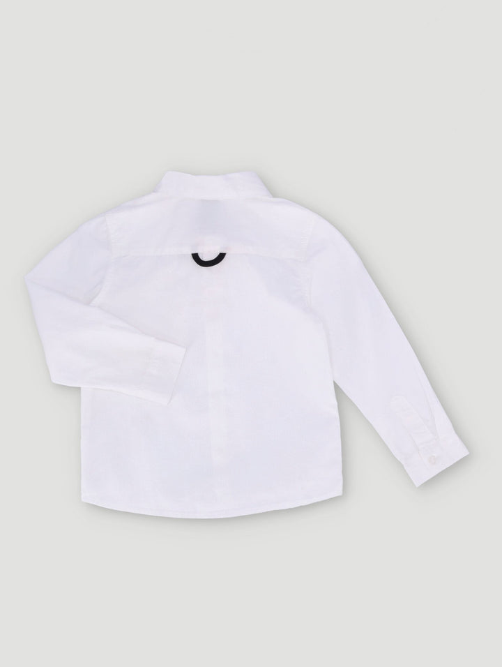 Pre-Boys Long Sleeve Formal Bow Tie Shirt - White