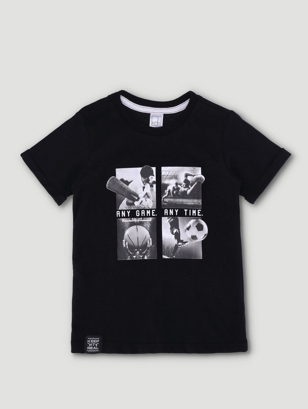 Pre-Boys Rolled Sleeve Epic Sports Tee - Black