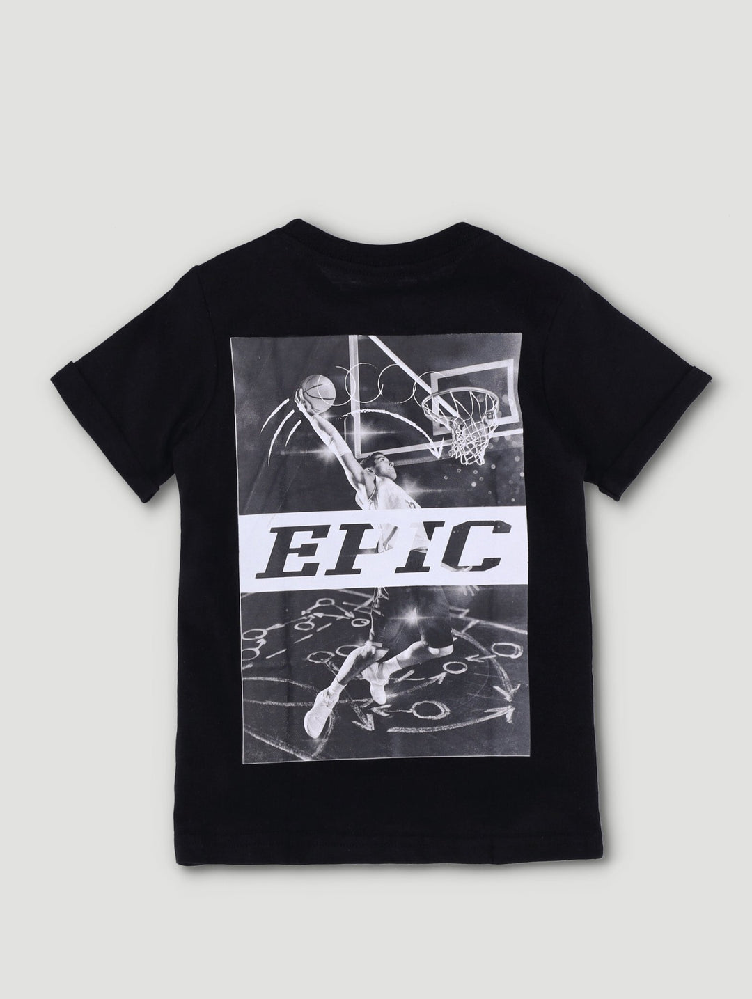 Pre-Boys Rolled Sleeve Epic Sports Tee - Black