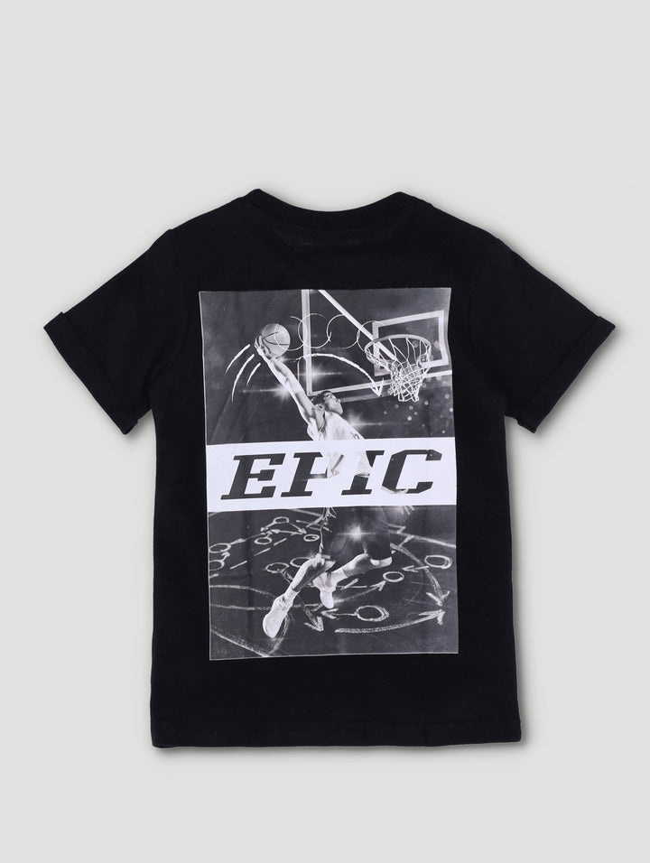 Pre-Boys Rolled Sleeve Epic Sports Tee - Black