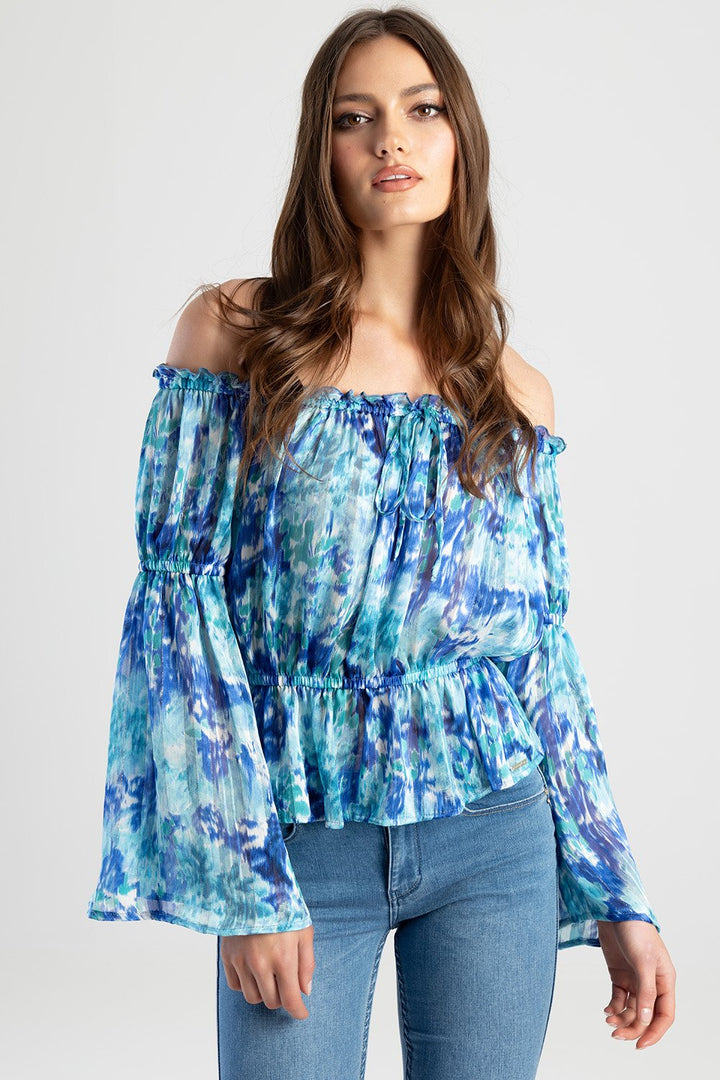 Bardot Blouse With Flare Sleeve