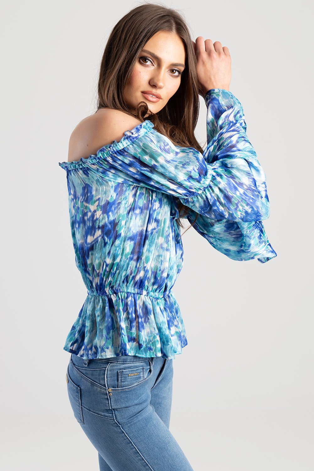 Bardot Blouse With Flare Sleeve