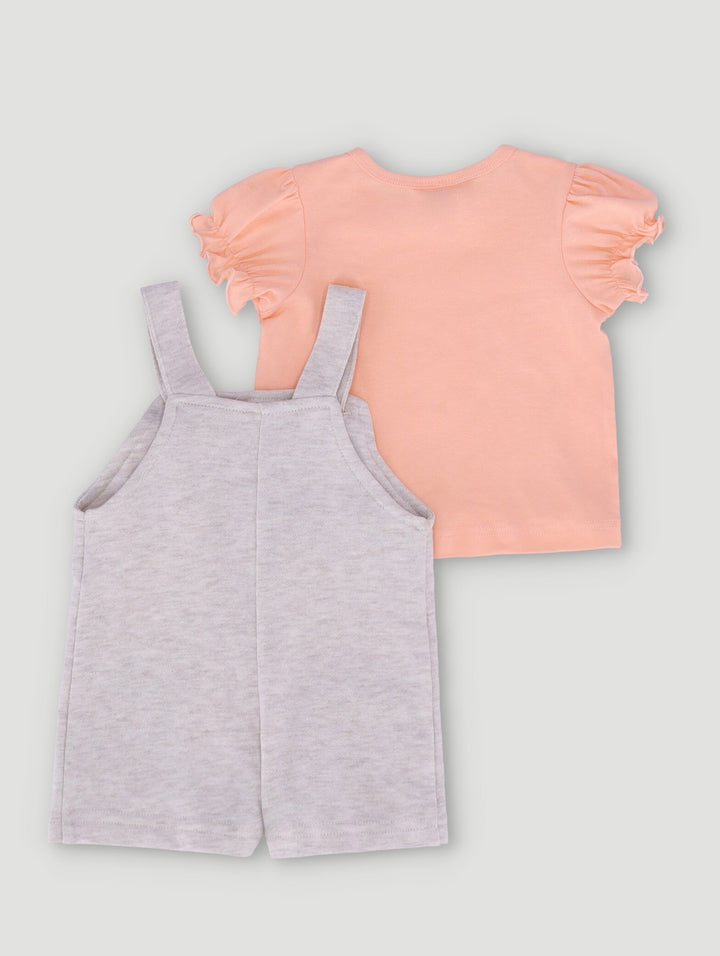 Baby Girls Thumper Fleece Dungaree Set - Grey