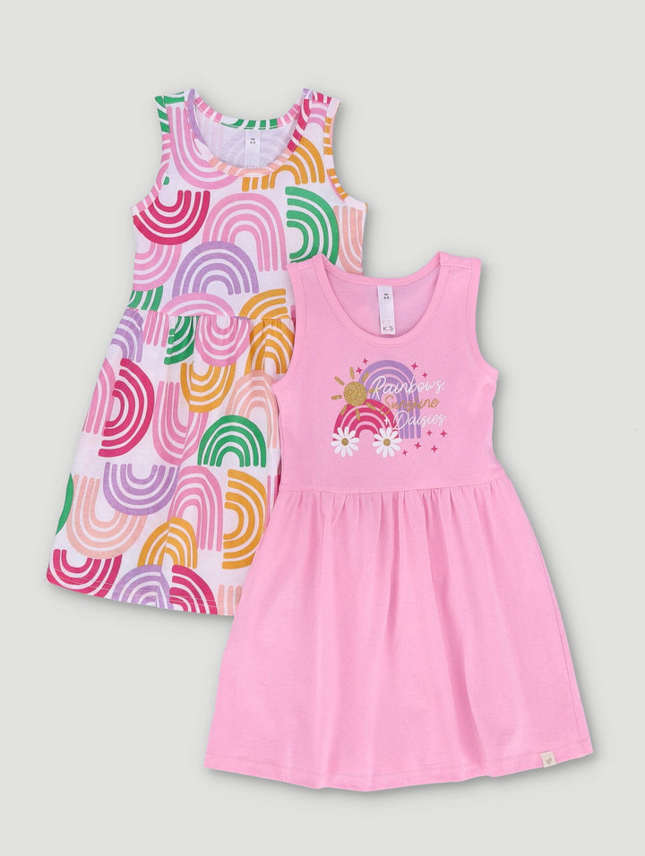 Pre-Girls 2 Pack Unicorn Rainbow Dress