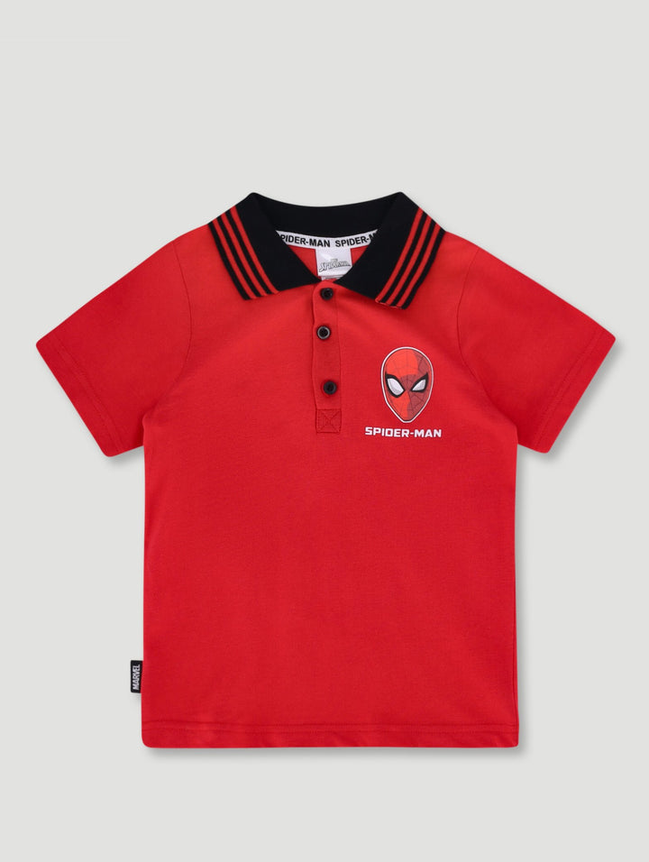 Pre-Boys Spiderman Pique Golfer - Red