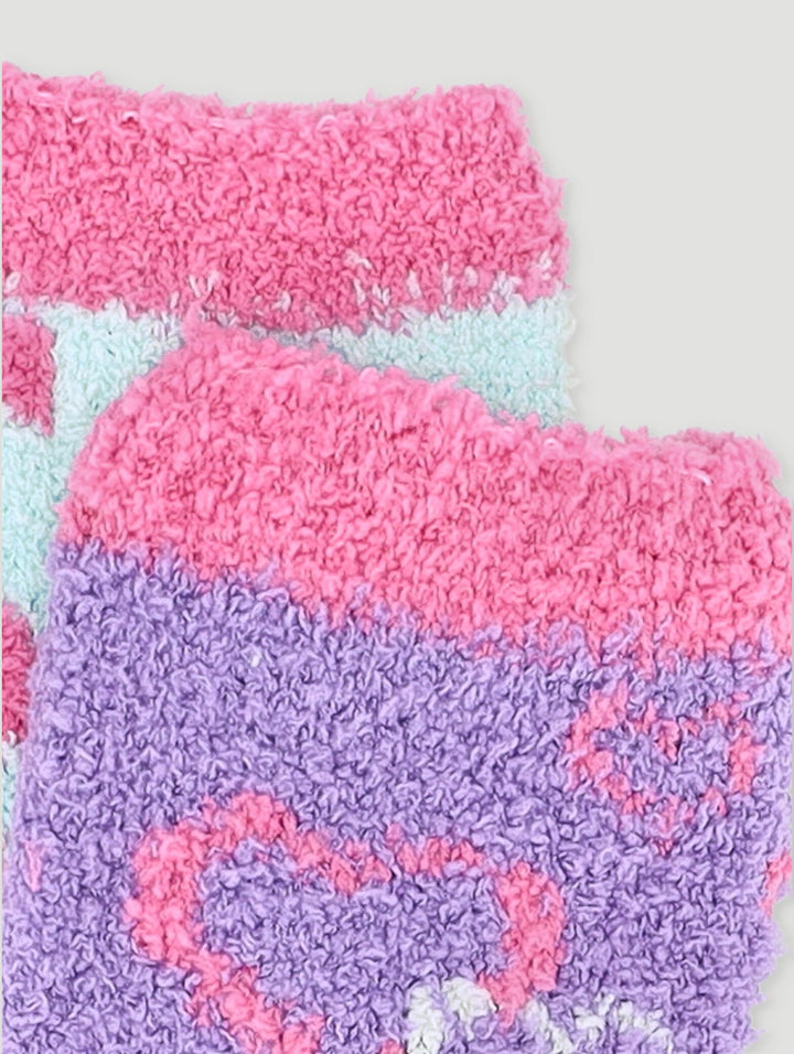 Pre-Girls 2 Pack Fluffy Heart Socks - Blue