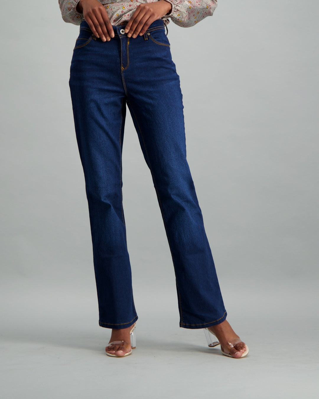 Ladies-Boot with Wash Dark Blue Denim Jean