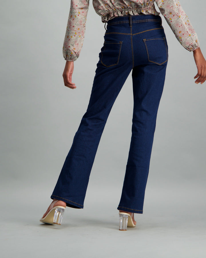 Ladies-Boot with Wash Dark Blue Denim Jean