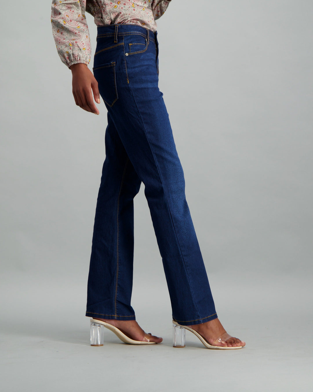 Ladies-Boot with Wash Dark Blue Denim Jean