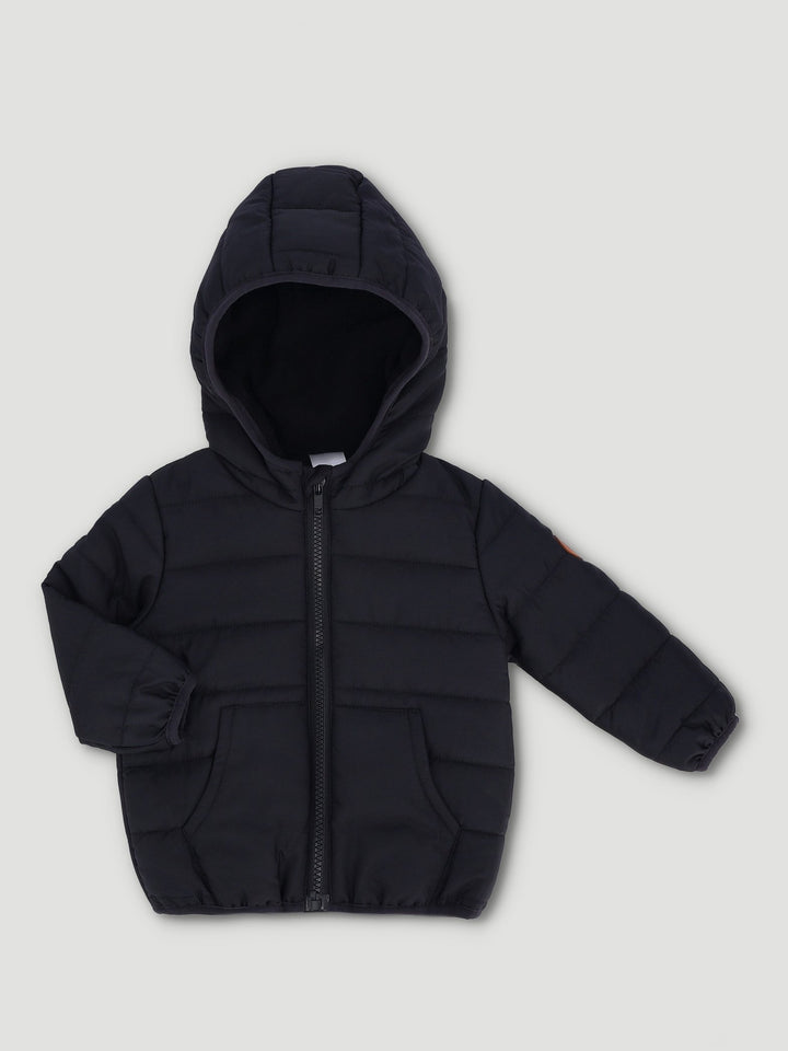 Baby Boys Puffer Hooded Jacket - Black