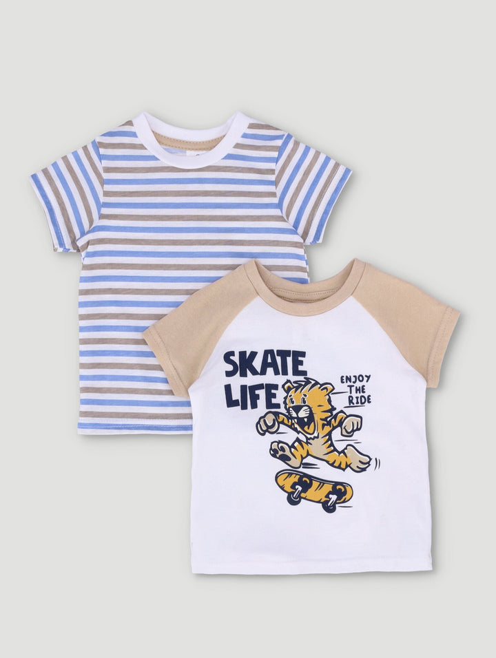 Baby Boys 2 Pack Everyday Animal Surfer Tee - Blue