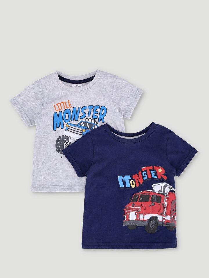 Baby Boys 2 Pack Everyday Little Monster Tee - Navy
