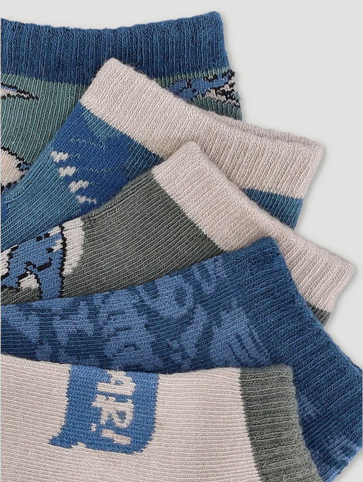 Pre-Boys 5 Pack Dino Low Cut Socks - Green