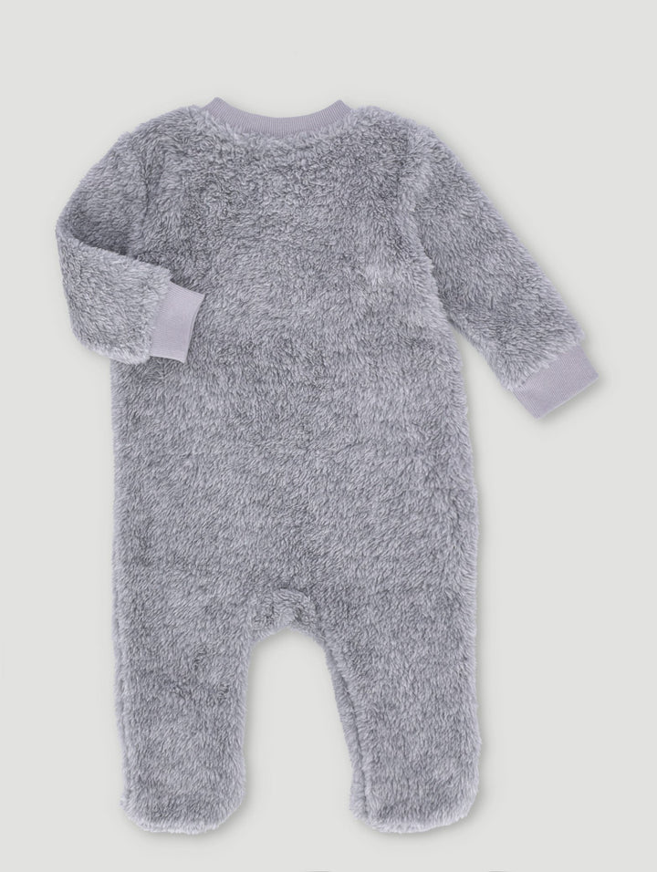 Baby Boys Crew Neck Sherpa Sleepsuit - Grey