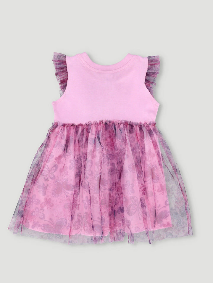 Baby Girls Butterfly Combo Dress - Pink