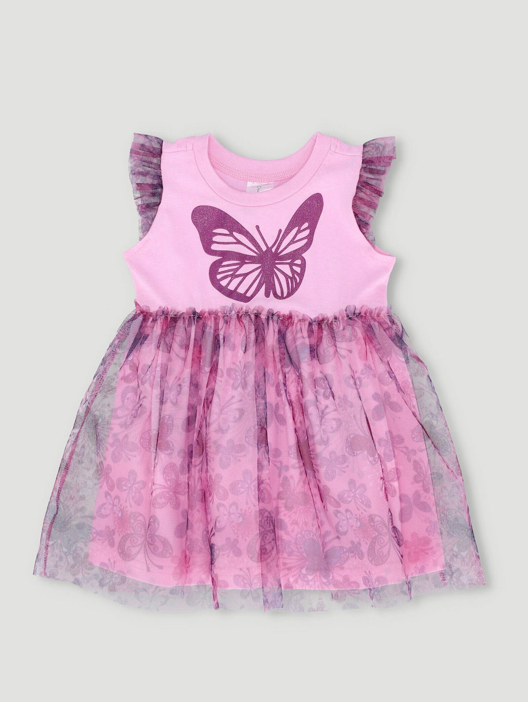 Baby Girls Butterfly Combo Dress - Pink