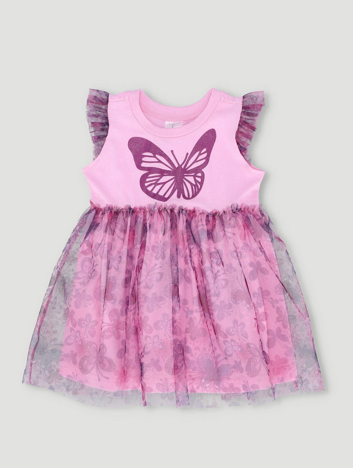 Baby Girls Butterfly Combo Dress - Pink