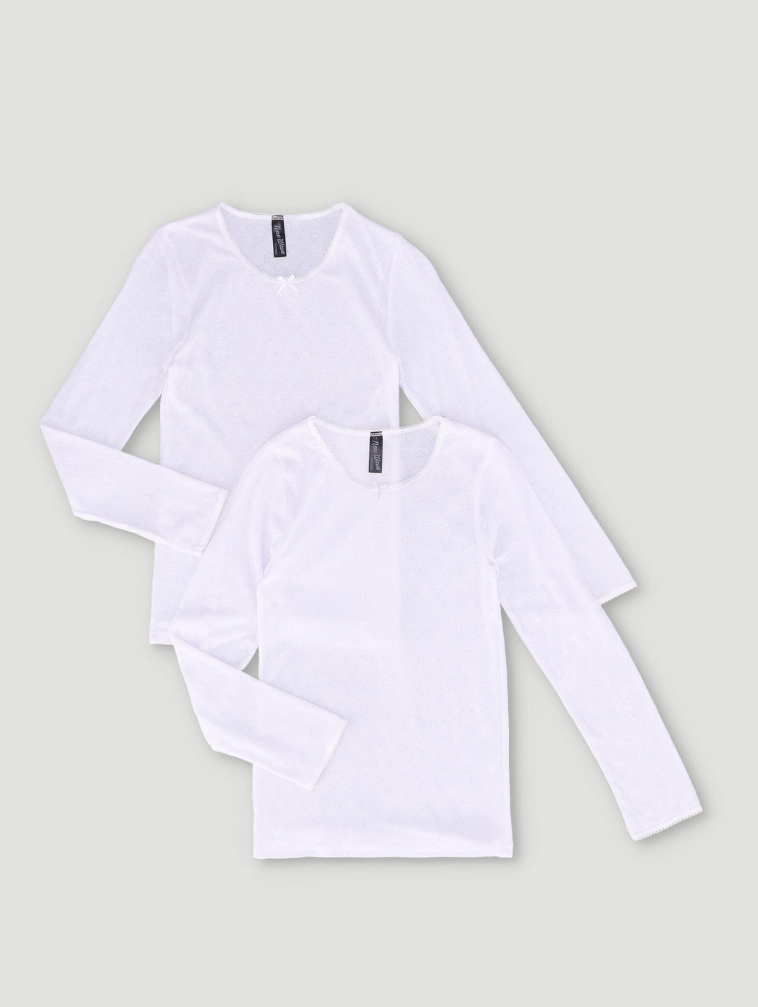 Girls 2 Pack Long Sleeve Vest - White