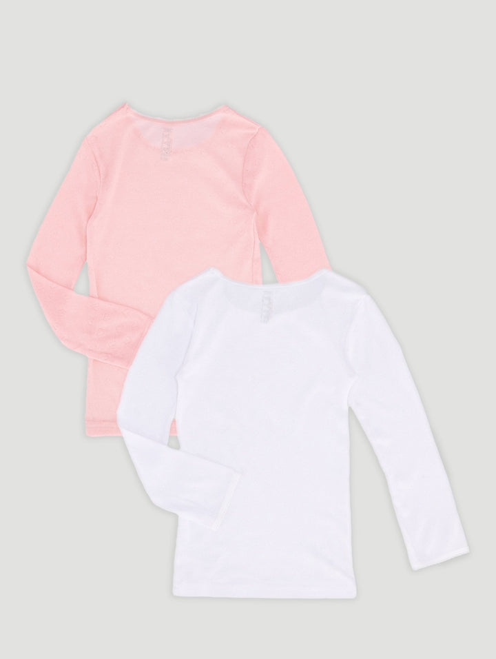 Pre-Girls 2 Pack Long Sleeve Vest - Pink