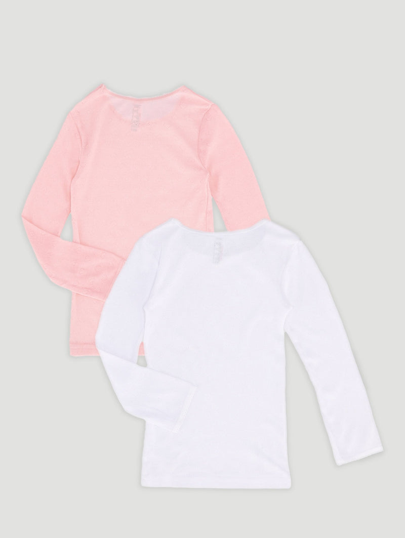 Pre-Girls 2 Pack Long Sleeve Vest - Pink