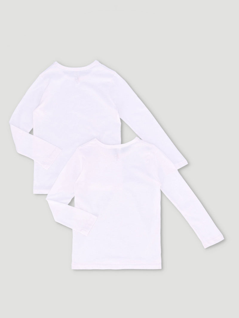 Pre-Boys 2 Pack Long Sleeve Vest - White