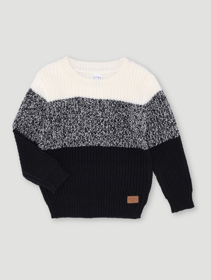 Pre-Boys Ombre Fishermans Knit - Charcoal