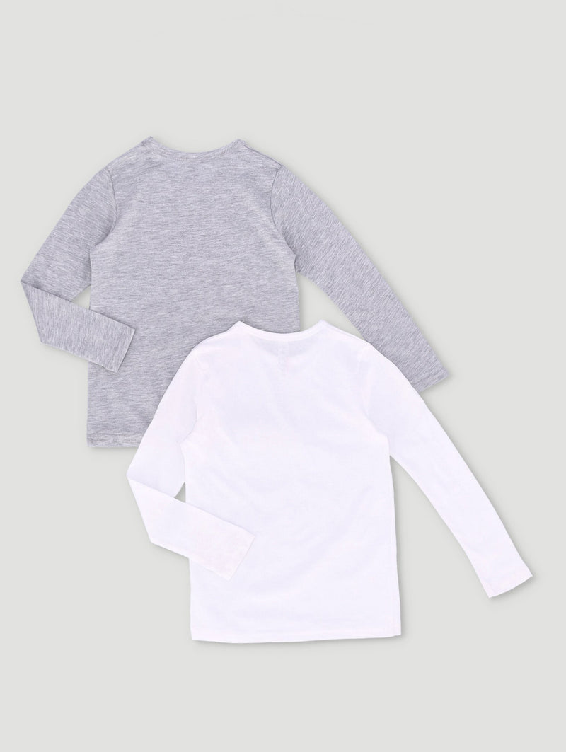 Pre-Boys 2 Pack Long Sleeve Vest - Grey