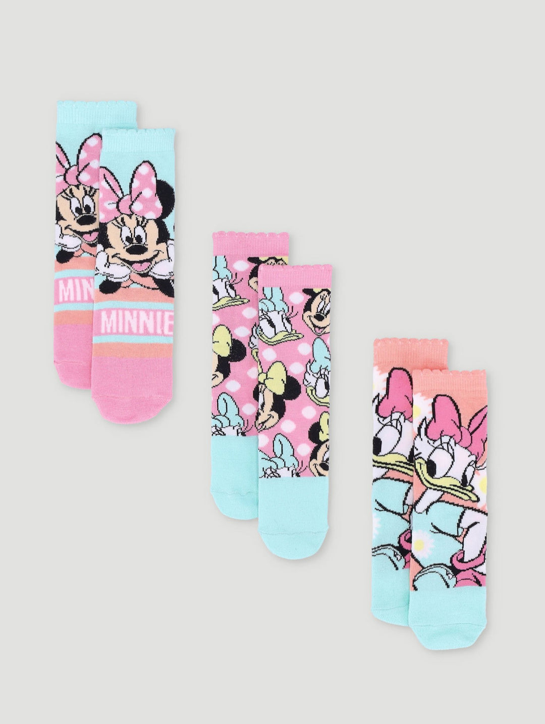 Pre-Girls 3 Pack Minnie Anklet Socks - Turquoise