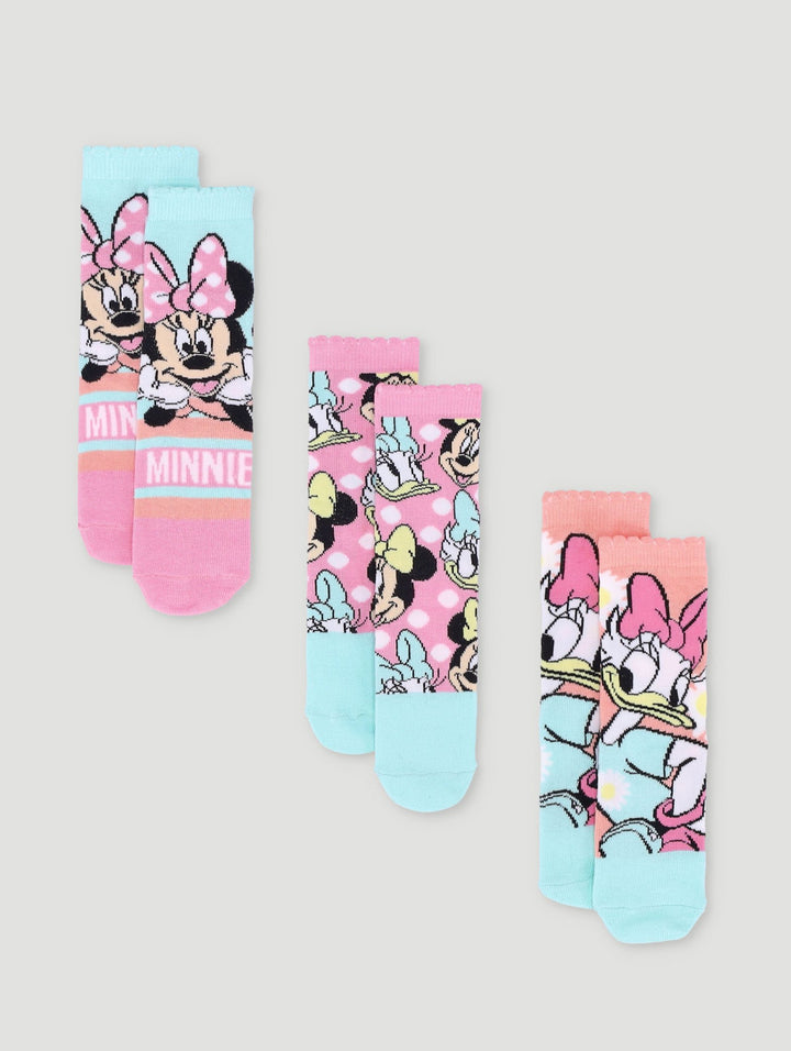 Pre-Girls 3 Pack Minnie Anklet Socks - Turquoise