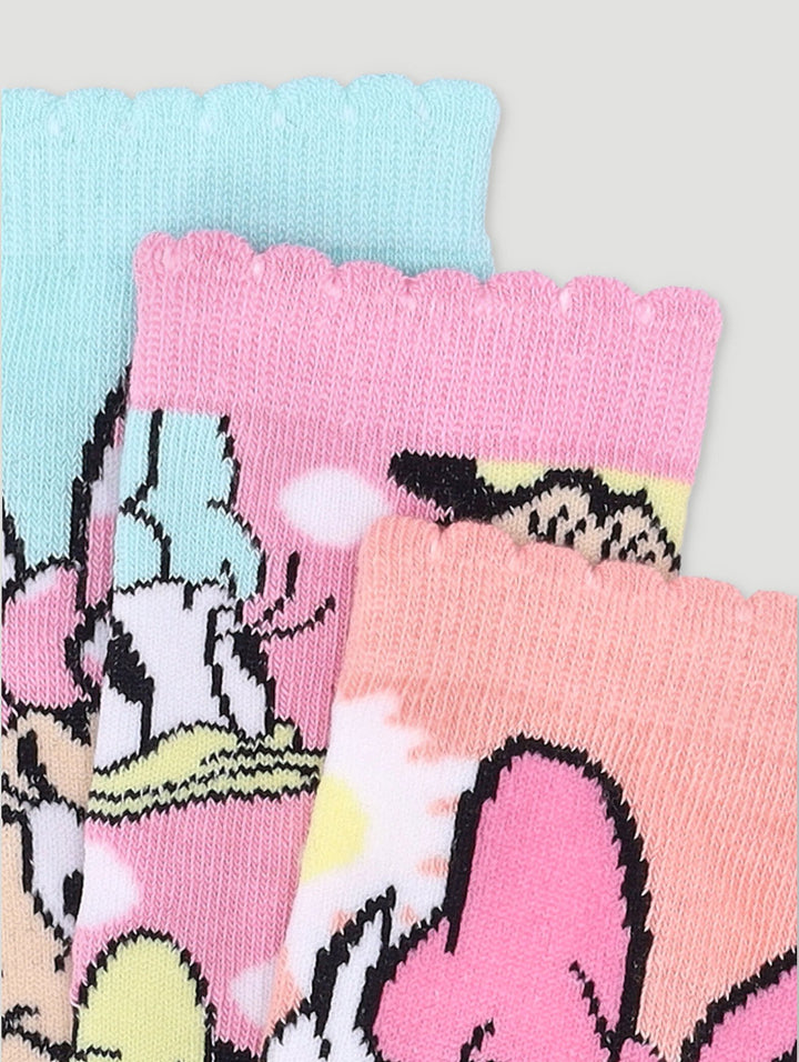 Pre-Girls 3 Pack Minnie Anklet Socks - Turquoise