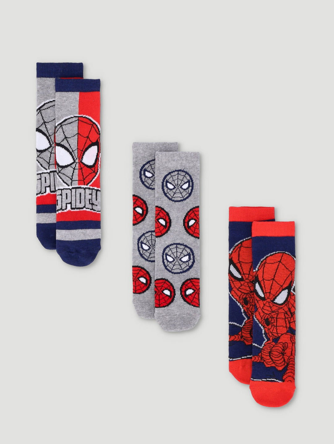 Pre-Boys 3 Pack Spiderman Anklet Socks - Red
