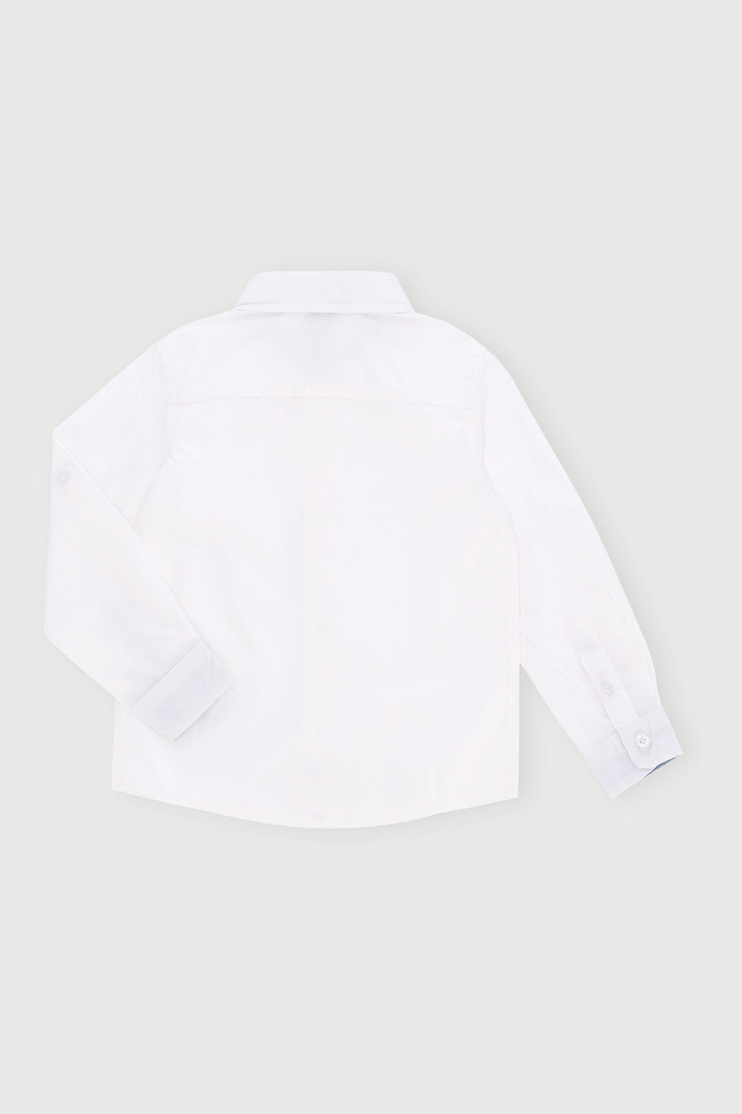 Pre-Boys Long Sleeve Plain Roll-Up Sleeve Shirt - White