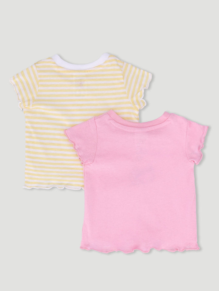 Baby Girls 2 Pack Stripe Tees - Yellow