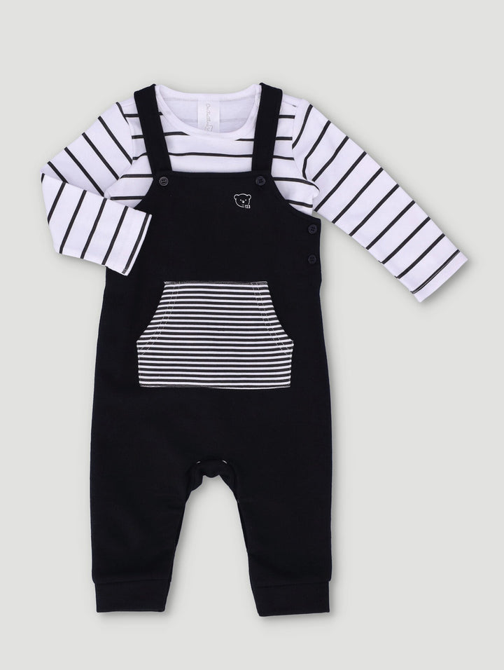 Baby Boys T-Shirt & Dungaree Set - Black