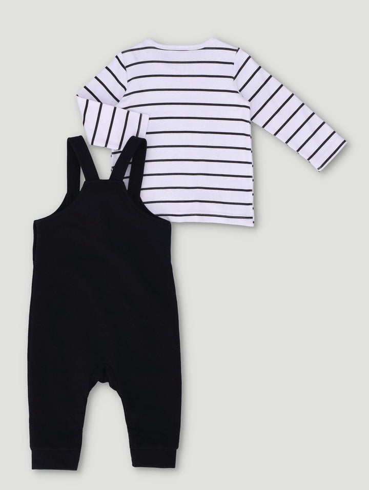 Baby Boys T-Shirt & Dungaree Set - Black