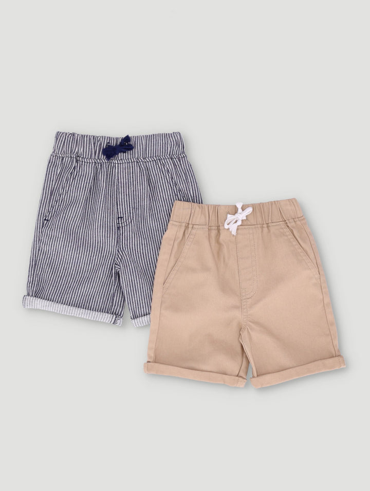Baby Boys 2 Pack Occasion Twill Shorts - Navy