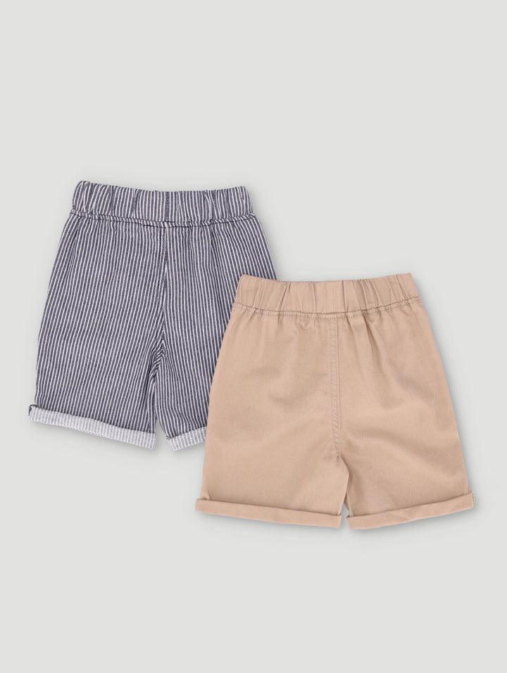 Baby Boys 2 Pack Occasion Twill Shorts - Navy